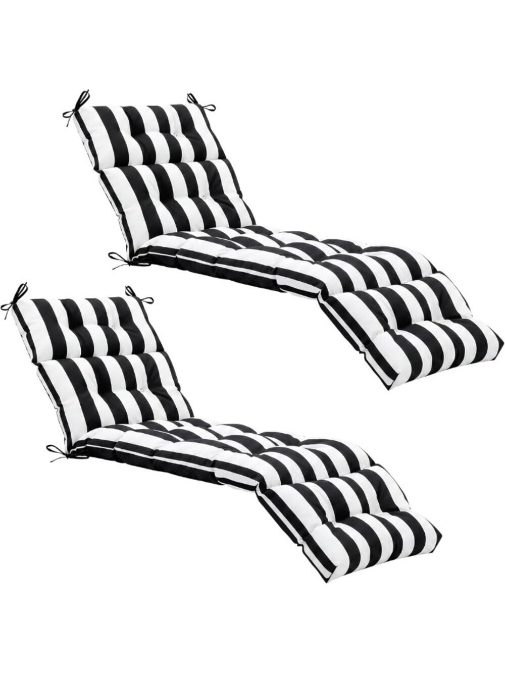 2 Pcs Soft Lounge Chair Cushions - 75x22x5 Inches, Black & White Stripes